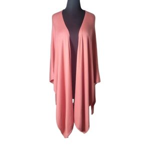Peach cashmere blend open front wrap cardigan one size Dmdraped poncho orange